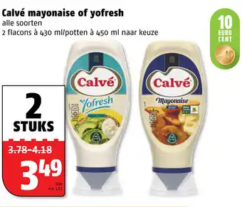 Poiesz Calve mayonaise of yofresh 2*430-450ml aanbieding