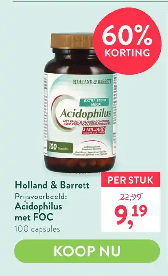 Holland & Barrett Holland & Barrett Acidophilus met FOC aanbieding