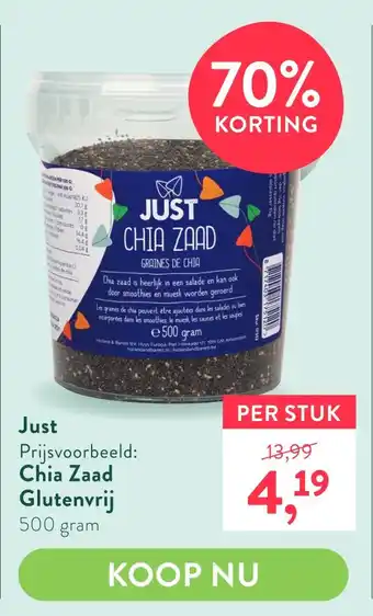 Holland & Barrett Just Chia Zaad Glutenvrij aanbieding