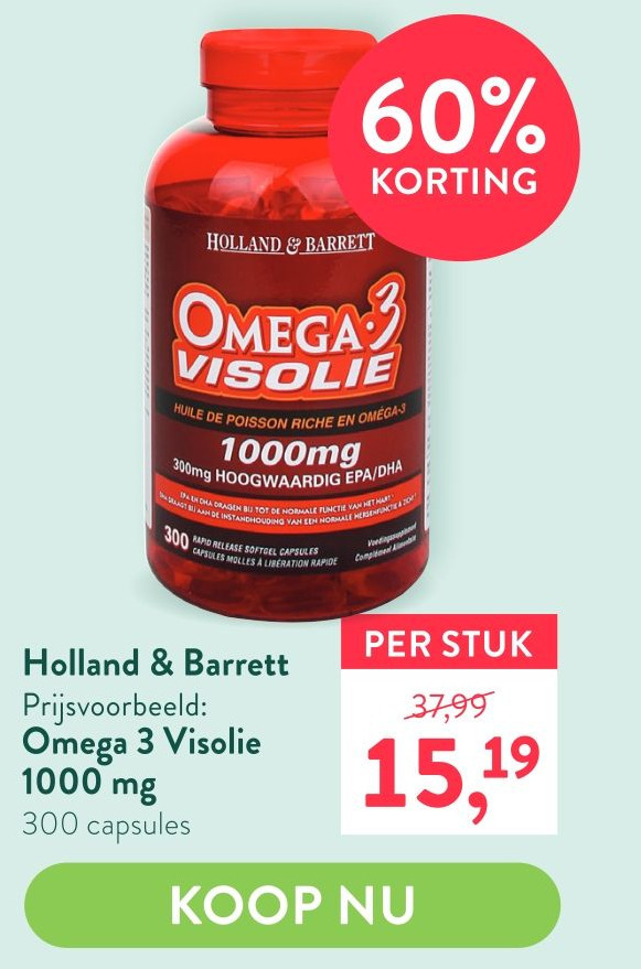 Holland & Barrett Omega 3 Visolie 1000 mg aanbieding bij Holland & Barrett