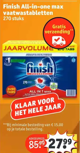 Kruidvat Finish All-in-one max vaatwastabletten aanbieding