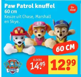 Kruidvat Paw Patrol knuffel aanbieding