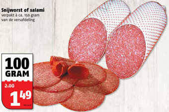 Poiesz Snijworst of Salami 100g aanbieding