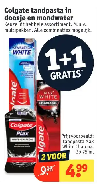 Kruidvat Colgate tandpasta in doosje en mondwater aanbieding