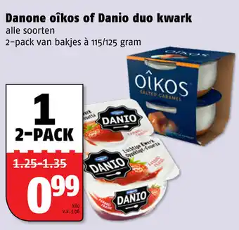 Poiesz Danone oikos of Danio duo kwark 2-pack 115/125g aanbieding