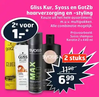 Trekpleister Gliss Kur, Syoss en Got2b haarverzorging en -styling aanbieding