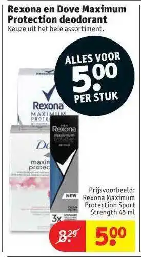 Kruidvat Rexona en dove maximum protection deodorant aanbieding