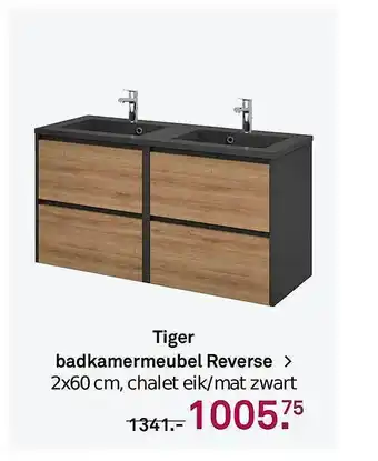 Karwei Tiger Badkamermeubel Reverse > 2x60 Cm, Chalet Eik-Mat Zwart aanbieding