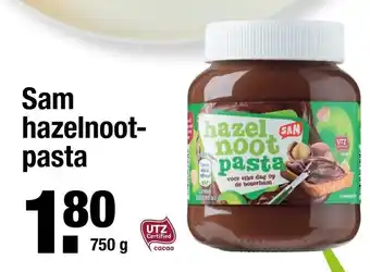 ALDI Sam Hazelnootpasta 750g aanbieding