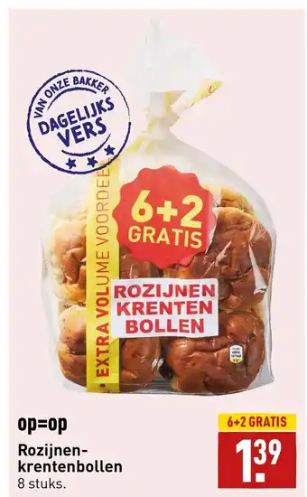 ALDI Rozijnen-krentenbollen 8 stuks aanbieding