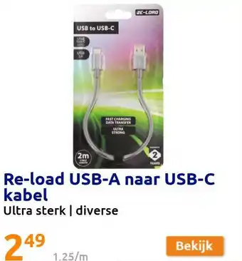 Action Re-load USB-A naar USB-C kabel aanbieding