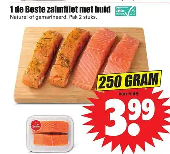 Dirk 1dDe beste zalmfilet met huid naturel of gemarineerd 250 gram aanbieding