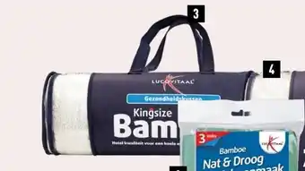 ALDI Lucovitaal Bamboe hoofdkussen kingsize, 66x50x18 cm per stuk aanbieding