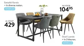 Profijt Meubel Eettafel kerela of stoel luanda aanbieding