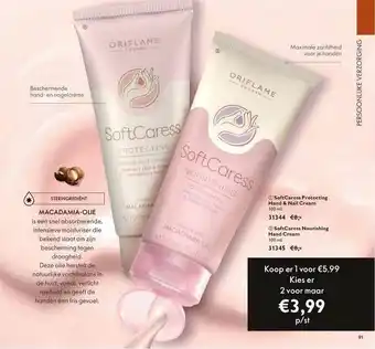 Oriflame Softcaress protecting hand & nail cream of softcaress nourishing hand cream aanbieding