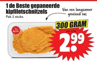 Dirk 1 de beste gepaneerde kipfiletschnitzels 300 gram aanbieding