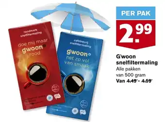 Hoogvliet G'woon snelfiltermaling 500 gram aanbieding