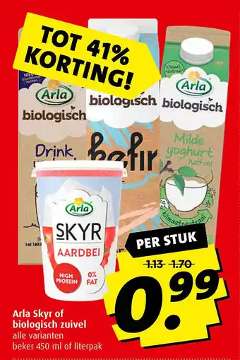 Boni Arla Skyr of biologisch zuivel 450ml aanbieding