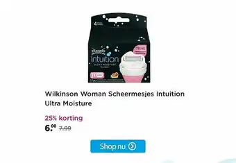 Plein.nl Wilkinson Woman Scheermesjes Intuition Ultra Moisture 25% Korting aanbieding