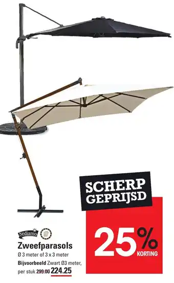 Sligro Sediamo Zweefparasols 3x3 meter aanbieding