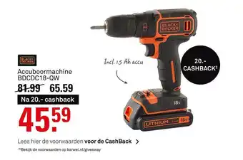 Karwei Black+Decker Accuboormachine BDCDC18-QW aanbieding