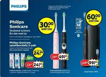 Kruidvat Philips Sonicare Of Philips Sonicare Opzetborstels 2-Pack 30.⁰⁰ - 60.⁰⁰ Korting aanbieding