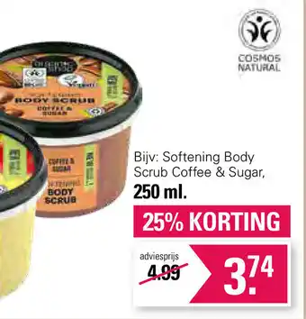 De Online Drogist Organic Shop Softening Body Scrub Coffee & Sugar 250 ml aanbieding