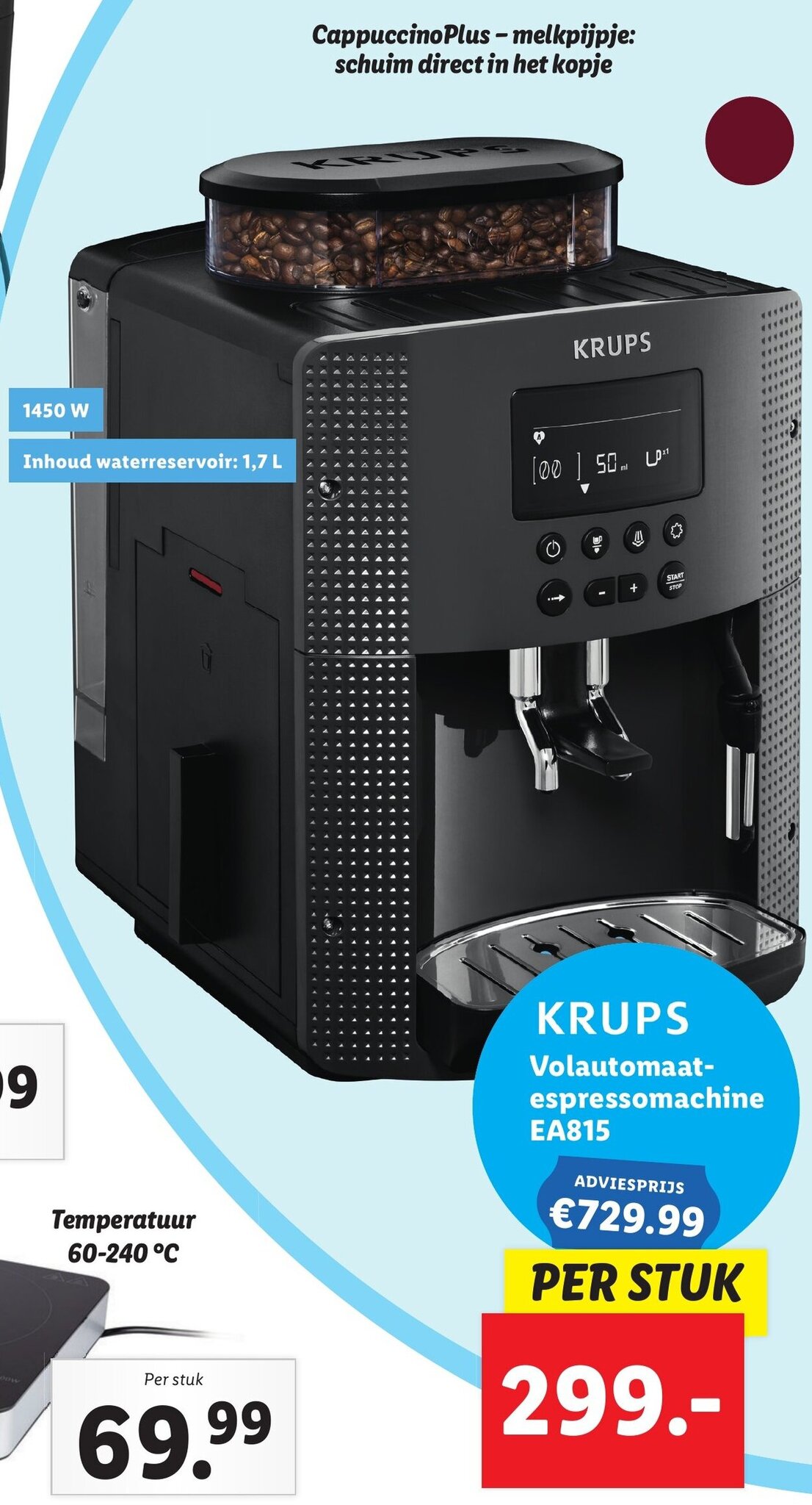 Krups Volautomaatespressomachine EA815 per stuk aanbieding bij Lidl