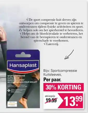 De Online Drogist Hansaplast Sportcompressie Kuitsleeves aanbieding