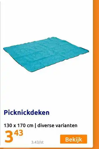 Action Picknickdeken 130 X 170 Cm aanbieding