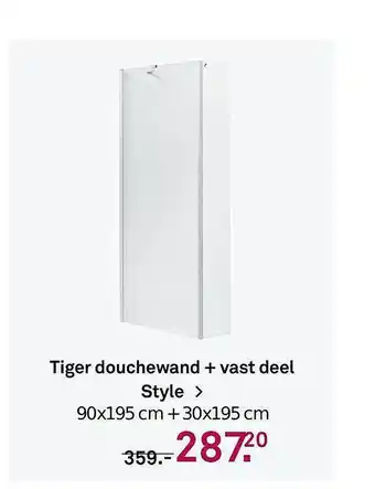 Karwei Tiger Douchewand + Vast Deel Style > 90x195 Cm +30x195 Cm aanbieding