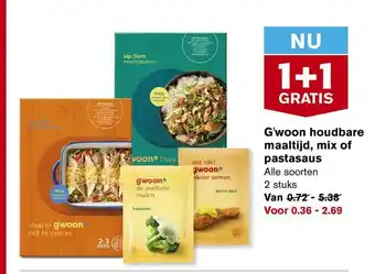 Hoogvliet G'woon Houdbare Maaltijd, Mix Of Pastasaus 1+1 Gratis aanbieding