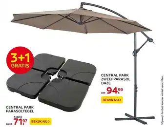 Praxis Central Park Parasoltegel Of Central Park Zweefparasol Daze 3+1 Gratis aanbieding