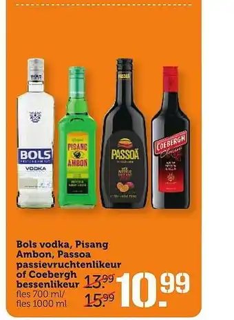 Coop Bols Vodka, Pisang Ambon, Passoa Passievruchtelikeur Of Coebergh Bessenlikeur aanbieding