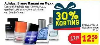 Kruidvat Adidas, Bruno Banani En Mexx 30% Korting aanbieding