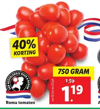 Lidl Roma tomaten 750 gram aanbieding