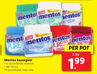 Lidl Mentos kauwgom 100-112, 5 g per pot aanbieding