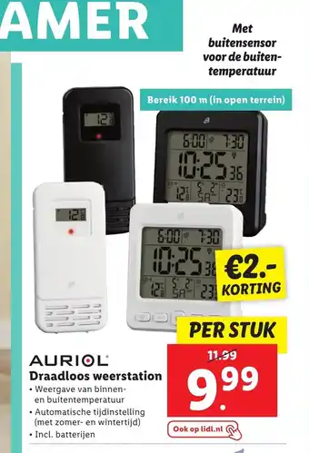 Lidl Auriol Draadloos weerstation per stuk aanbieding