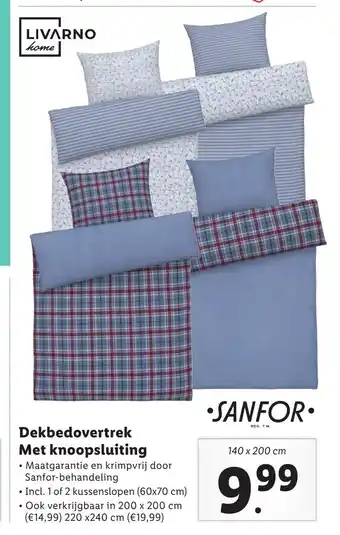 Lidl Dekbedovertrek Met knoopsluiting 140 x 200 cm aanbieding