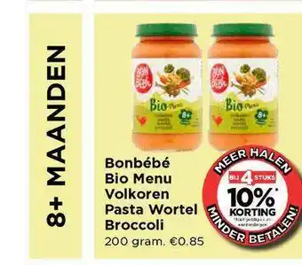 Vomar Voordeelmarkt Bonbébé Bio Menu Volkoren Pasta Wortel Broccoli Bij 4 Stuks 10% Korting aanbieding