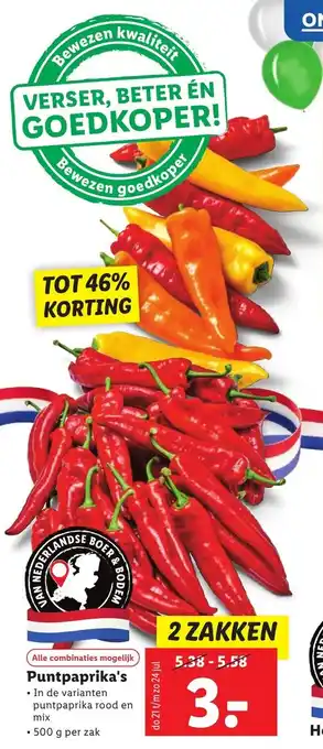 Lidl Puntpaprika's 2 zakken aanbieding