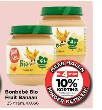 Vomar Voordeelmarkt Bonbébé Bio Fruit Banaan Bij 4 Stuks 10% Korting aanbieding