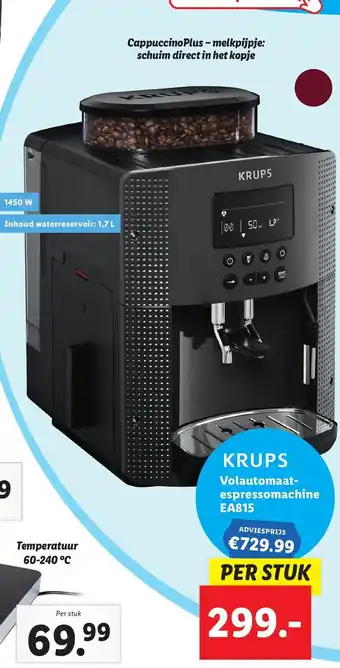 Lidl Krups Volautomaat-espressomachine EA815 per stuk aanbieding