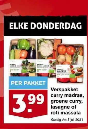 Hoogvliet Verspakket Curry Madras, Groene Curry, Lasagne Of Roti Massala aanbieding