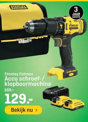 Hubo Stanley Fatmax Accu Schroef--Klopboormachine aanbieding