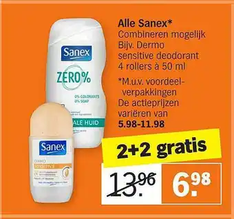 Albert Heijn Alle Sanex 2+2 Gratis aanbieding