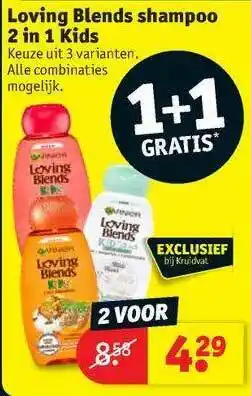 Kruidvat Loving Blends Shampoo 2 In 1 Kids 1+1 Gratis aanbieding