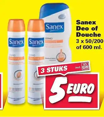 Nettorama Sanex Deo of Douche 600ml aanbieding