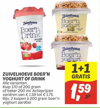 Dekamarkt Zuivelhoeve boer'n yoghurt of drink aanbieding