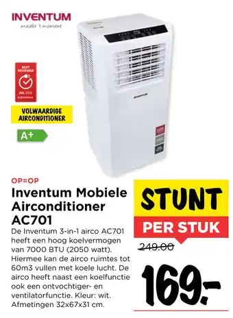 Vomar Voordeelmarkt Inventum Mobiele Airconditioner AC701 aanbieding